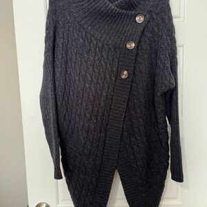 Reitmans Charcoal Cable Knit Cardigan